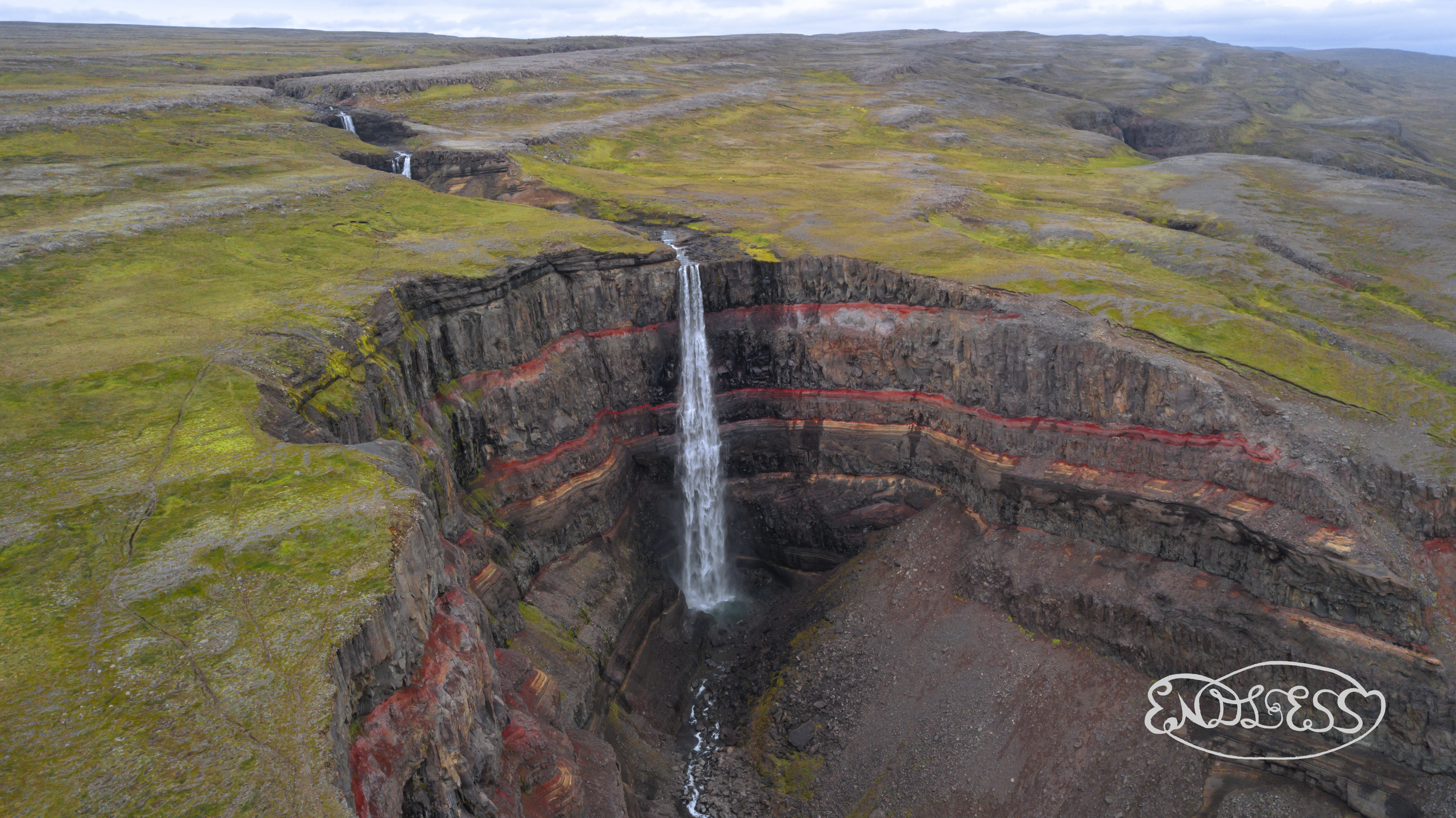 Drone Shot Iceland waterfall